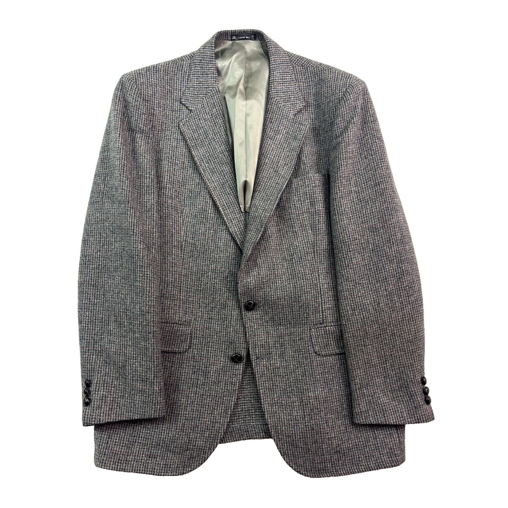 vtg Stafford 42R Hampshire Windowpane Check Tweed Blazer Jacket Sport Coat USA